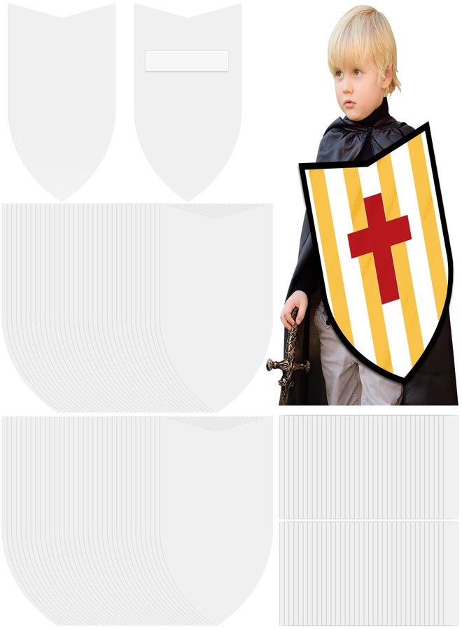 ReliThick 36 Pcs Blank Paper Shields for Kids DIY Cardboard Shields Craft to Decorate with Handles for Markers Crayons Paint Party Gift Dramatic Play Castle Activities - Image 1